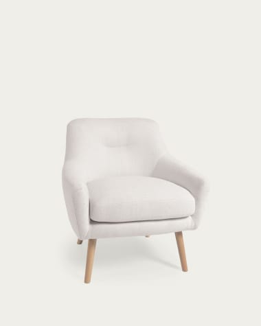 Candela armchair in white micro bouclé