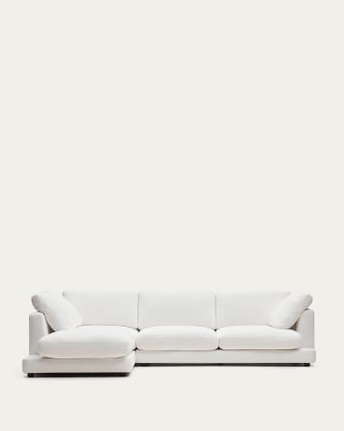 Sofa Gala 4-osobowa z lewym szezlongiem biała 300 cm