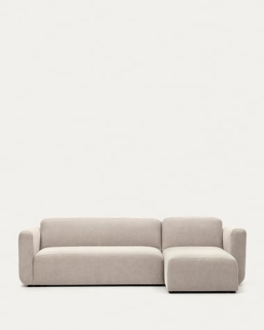 3θ αρθρωτός καναπές Neom με ανάκλινδρο δεξιά/αριστερά, μπεζ ύφασμα, 263 εκ