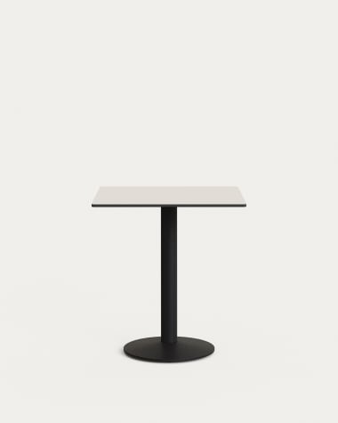 Tavolo per esterno Esilda bianco con gamba di metallo rifinita in nero 70 x 70 x 70 cm