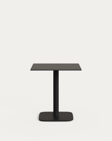 Tavolo per esterno Tiaret nero con gamba in metallo rifinita in nero 68 x 68 x 70 cm