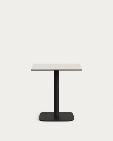Outdoor-Tisch Tiaret weiß mit schwarz lackiertem Metallbein 68 x 68 x 70 cm