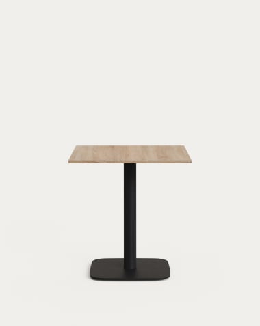 Dina table in natural finish melamine with metal leg in a painted black finish, 70 x 70 x 70 cm