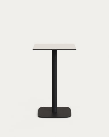 Tavolo alto per esterno Dina bianco con gamba di metallo rifinita in nero 60x60x96 cm