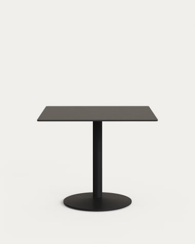 Table d'extérieur Esilda noire avec pied en métal et finition peinte noire 90 x 90 x 70 cm