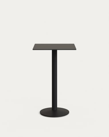 Table haute Esilda noire avec pied en métal et finition peinte noire 60 x 60 x 96 cm