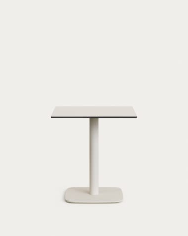 Tavolo per Esterno Dina bianco con gamba di metallo rifinita in bianco 68 x 68 x 70 cm