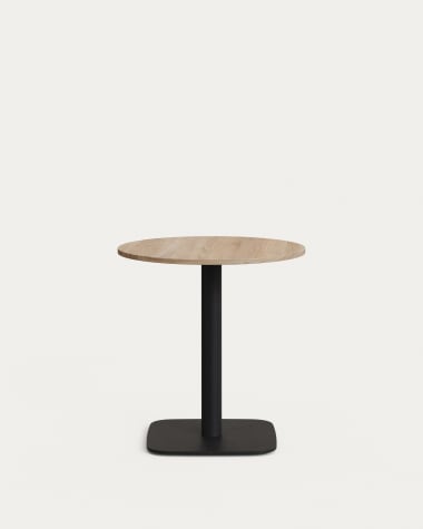 Dina round table in natural finish melamine with metal leg in a painted black finish, Ø68x70cm