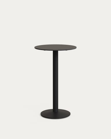 Table haute ronde Esilda noire avec pied en métal et finition peinte noire Ø 60 x 96 cm