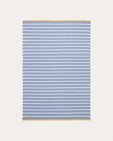 Mendia Teppich 100 % PET gestreift blau und weiss 160 x 230 cm