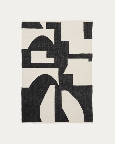 Sotty Teppich aus Baumwolle weiß und schwarz 160 x 230 cm