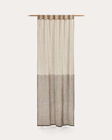 Cortina Melba 100% lino natural y gris 140 x 270 cm