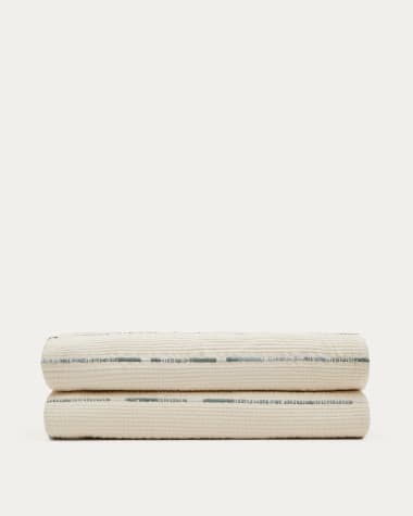 Copriletto Satisa in cotone color crema con fantasia a righe per letto da 150/160 cm