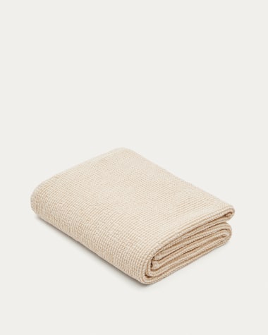 Couvre-lit Senara en coton beige pour lit de 90/135 cm