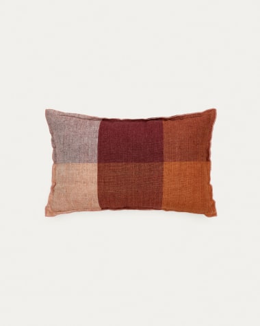 Calonge cushion cover, 100% linen with multicolour checkers, 30 x 50cm
