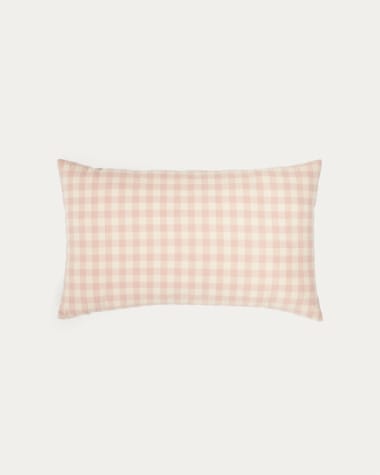 Poszewka na poduszkę Yanil, 100% bawełna w różowo-beżową kratkę 30 x 50 cm