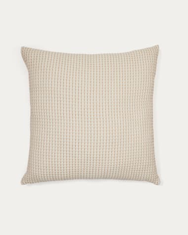 Senara set of 2 ecru cotton cushion covers with beige structure 45 x 45 cm