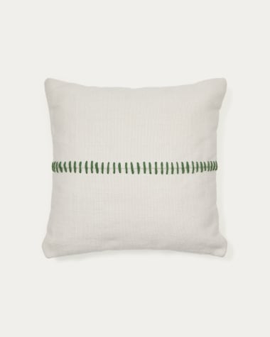 Fodera per cuscino Ribellet 100% PET bianco con ricamo verde 45 x 45 cm