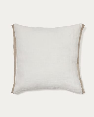 Poszewka na poduszkę Suerta 100% len biało-beżowa 45 x 45 cm