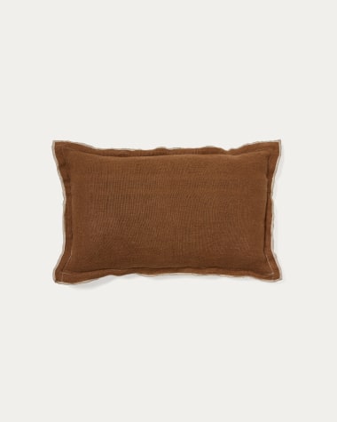 Sagi beige and brown linen cushion cover 30 x 50 cm