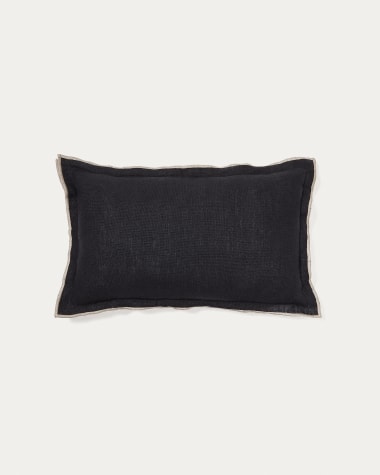 Sagi beige and black linen cushion cover 30 x 50 cm