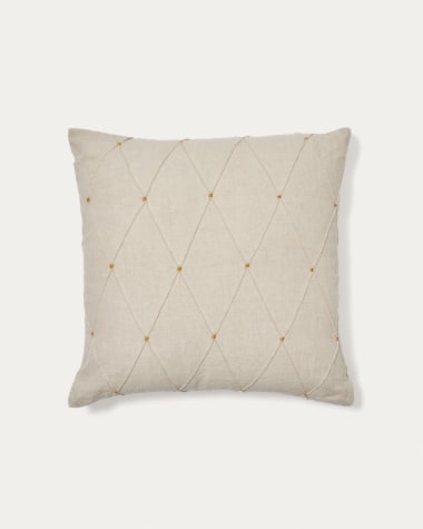 Syteri 100% natural embroidered linen cushion cover 45 x 45 cm