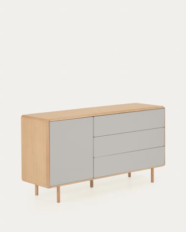 Anielle solid ash & ash veneer sideboard with 1 door and 3 drawers, 150 x 78 cm