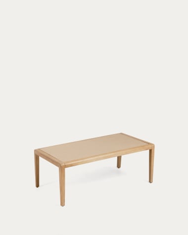 Tavolino Better in polycement beige e legno massiccio di acacia 120 x 70 cm FSC 100%