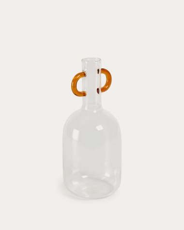 Vase Yumalay en verre transparent et orange 14,5 cm