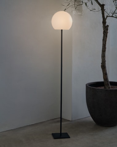 Lámpara de pie solar para exterior Dinesh de acero negro 120 cm