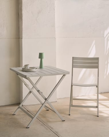 Πτυσσόμενο τραπέζι εξωτερικού χώρου Torreta από αλουμίνιο σε λευκό φινίρισμα 70 x 70 εκ.