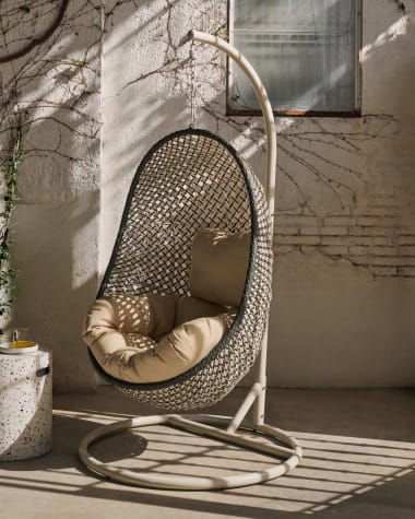Hanging armchair with light grey Cira multicolour base