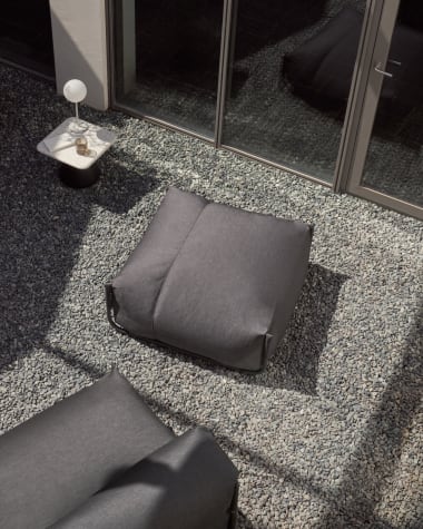 Pouf divano modulare 100% outdoor Square grigio scuro e alluminio nero 101 x 101 cm