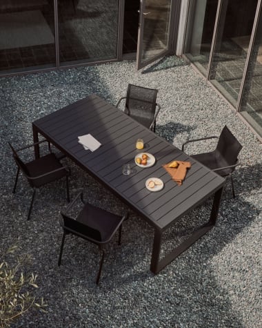 Galdana outdoor extendable table made of aluminum with dark grey finish 220 (340) x 100 cm