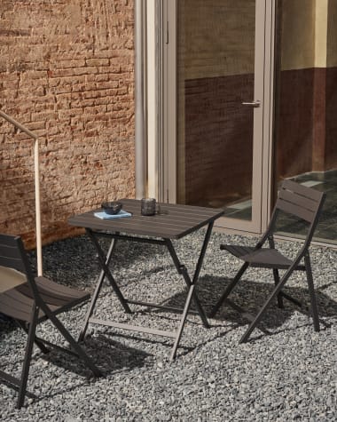 Tavolo da esterno pieghevole Torreta in alluminio con finitura grigio scuro 70 x 70 cm