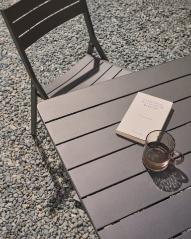 Torreta folding outdoor table made of aluminum with dark grey finish 70 x 70 cm