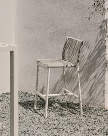 Culip outdoor stool made of rope cord and white aluminium, 65 cm