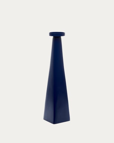 Yuba large blue aluminium candlestick