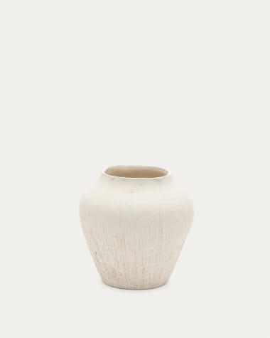 Vase Vanu aus weißem Pappmaché 20 cm