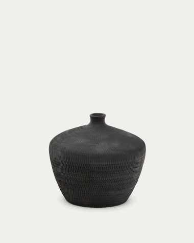 Helve vaas van terracotta met zwarte afwerking 24 cm