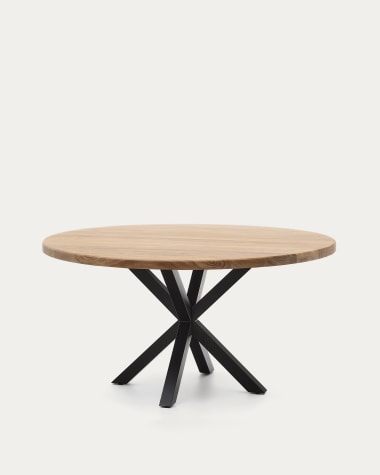 Tavolo rotondo Argo di legno massello di acacia e gambe in acciaio con finitura nera Ø 150 cm