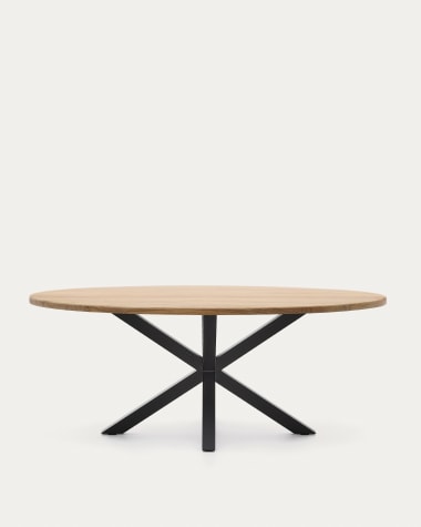Ovaler Tisch Argo aus massivem Akazienholz und Stahlbeinen mit schwarzem Finish Ø 200 x 10