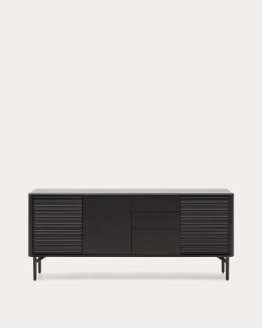 Lenon sideboard 3 doors and 3 drawers solid wood and black oak veneer 200x86cm FSC Mix Cre