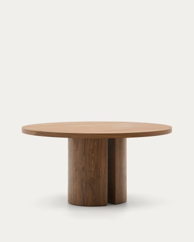 Ronde tafel Nealy van walnootfineer met een donkere afwerking Ø 150 cm