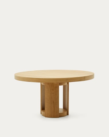 Tavolo rotondo allungabile Artis in legno massiccio e impiallacciatura in rovere FSC 100% 150 (200) x 80 cm