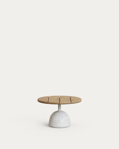 Saura coffee table with white terrazzo and natural acacia top, 32 x Ø55 cm FSC 100%