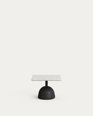 Saura coffee table with white terrazzo top and black cement base 48x48x35cm