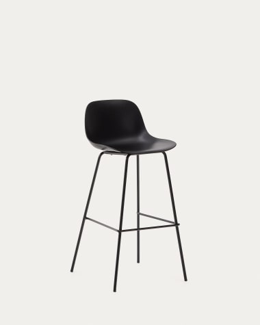 Altea black stool with black-finished steel legs 75 cm