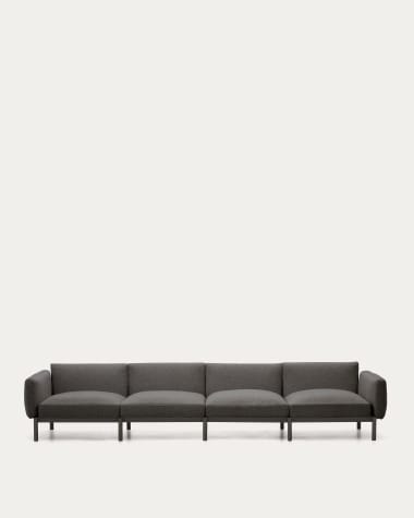 Αρθρωτός 4θέσιος καναπές outdoor Sorells γκρι ταπετσαρία και γκρι αλουμίνιο 314 εκ