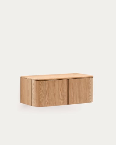 Mueble de baño Salaya de madera contrachapada de fresno con acabado natural 90 x 45 cm